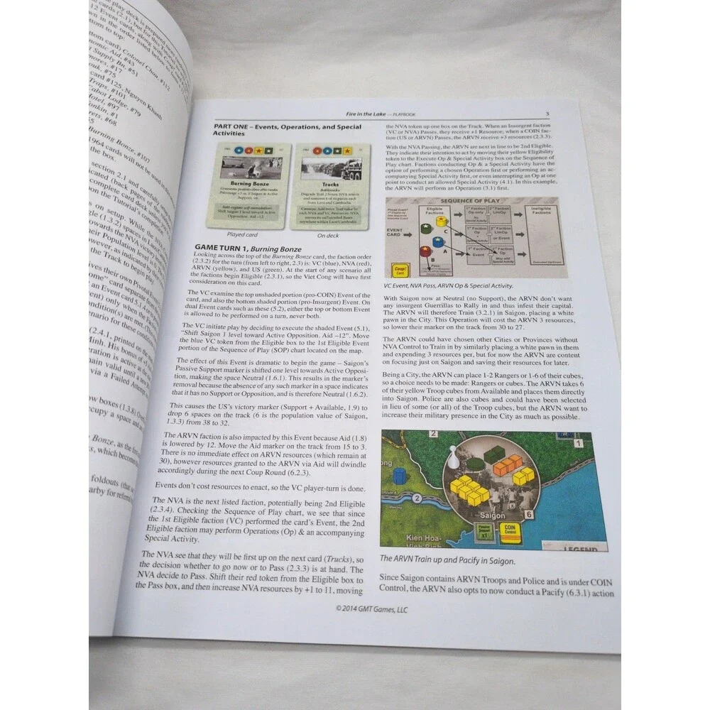 (10) Fire In The Lake GMT Board Game Rules And Charts